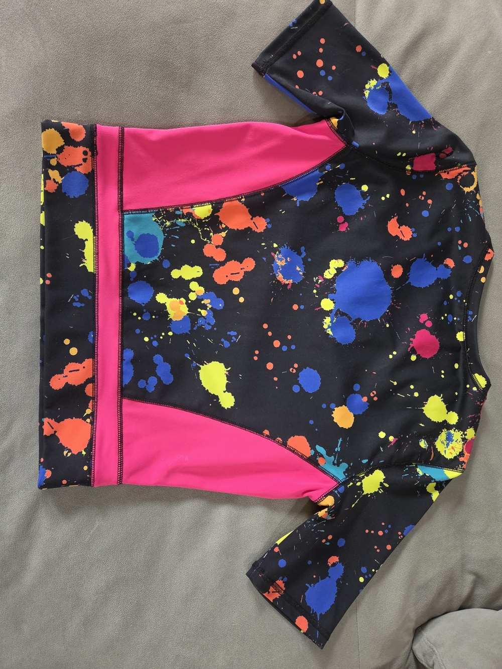 New York & Company Kids Neon Paint-Splash Rash Guard - Black & Pink